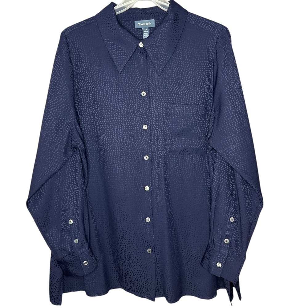 ModCloth Navy Blue Button Down Blouse Size 1X